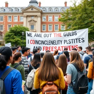Students holding banners at UC Berkeley advocating for inclusivity and awareness about antisemitism