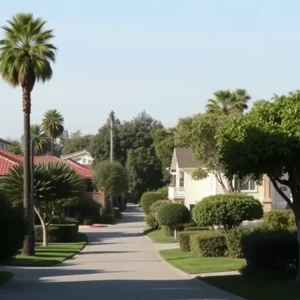Suburban neighborhood scene in Beverly Grove, Los Angeles