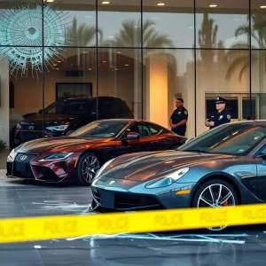 Glass shattered at McLaren Beverly Hills after a vehicle heist