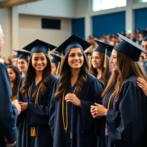Students celebrating graduation at Beverly Hills High School