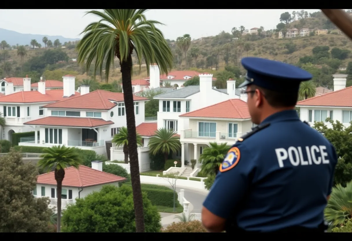 Police cars in a Beverly Hills neighborhood