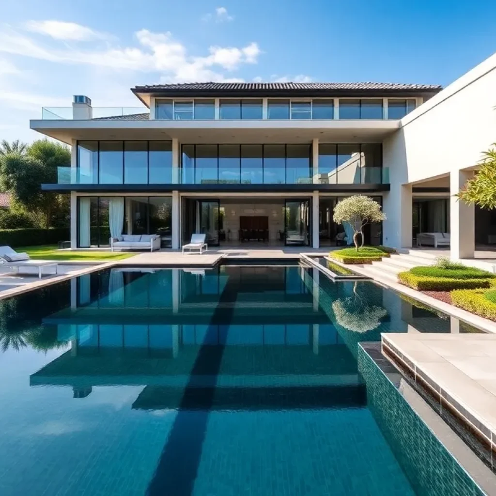 Luxury contemporary home with glass walls and infinity pool