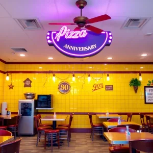 California Pizza Kitchen interior celebrating its 40th anniversary
