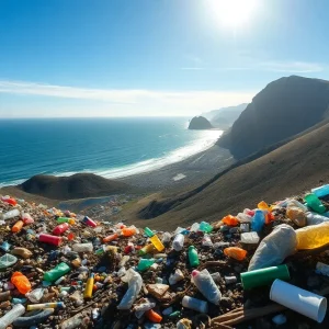 Visual representation of plastic pollution in California's environment