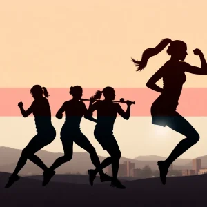 Illustration depicting the debate over transgender athletes in California sports.