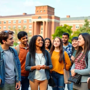 Diverse group of college students discussing recent admissions policy changes
