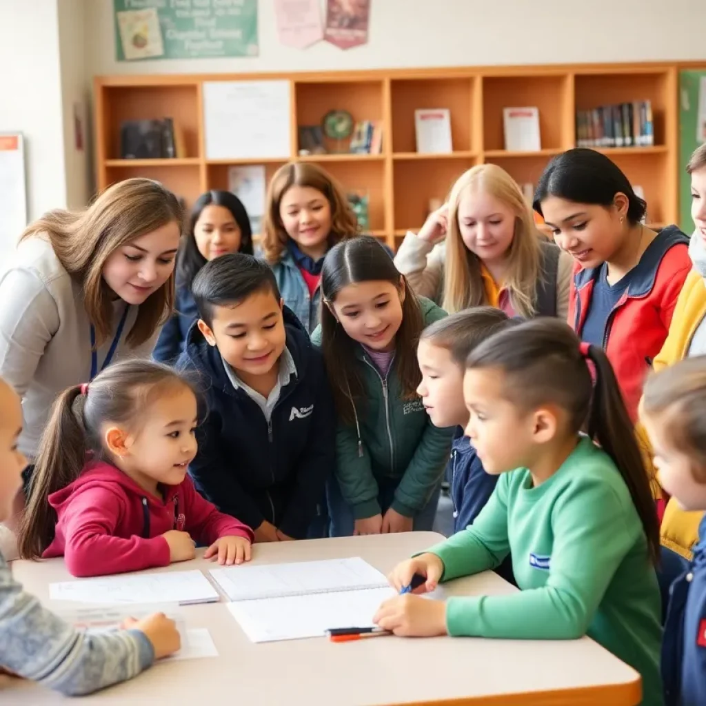 Students engaging with guest speakers on career day at El Rodeo Elementary.