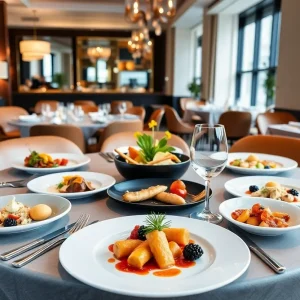 Gourmet dishes at a fine dining restaurant