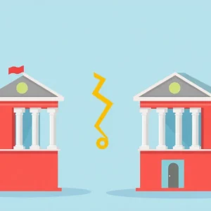 Illustration representing the acquisition of Excel Bank by Genesis Bank