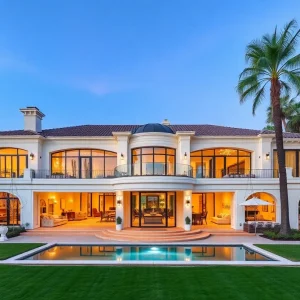 Exterior view of a luxury mansion in Beverly Hills
