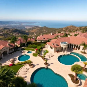 Aerial view of luxurious real estate in Southern California