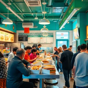 Interior view of All Too Well Sandwich Shop in Culver City with sandwiches being served