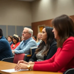 Parents and school board members discussing educational spending in Beverly Hills