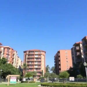 Condominiums in California with for sale signs