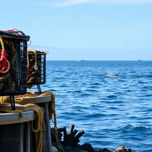 California crab fishermen using pop-up gear in the ocean