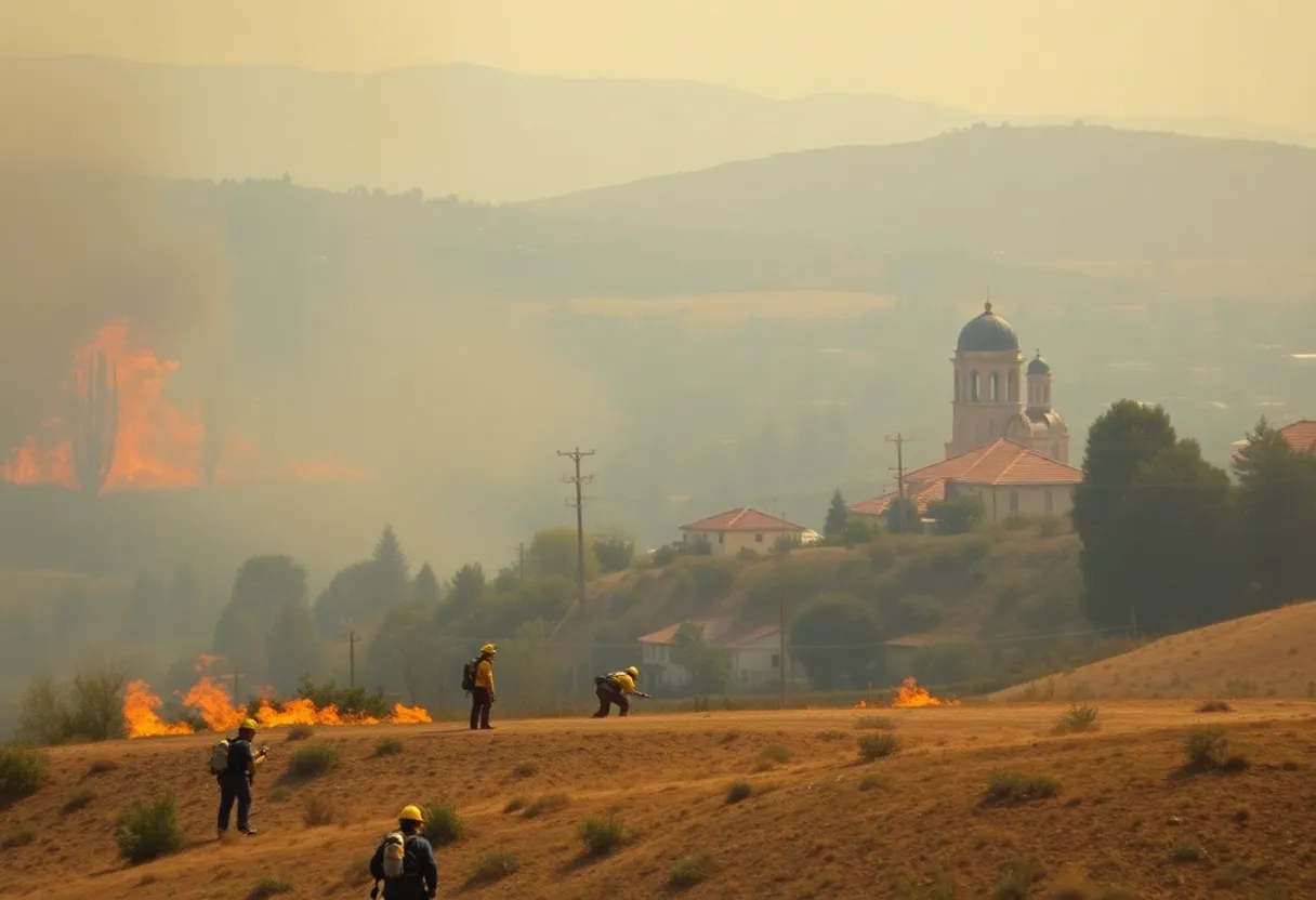 Firefighters battling a wildfire in California