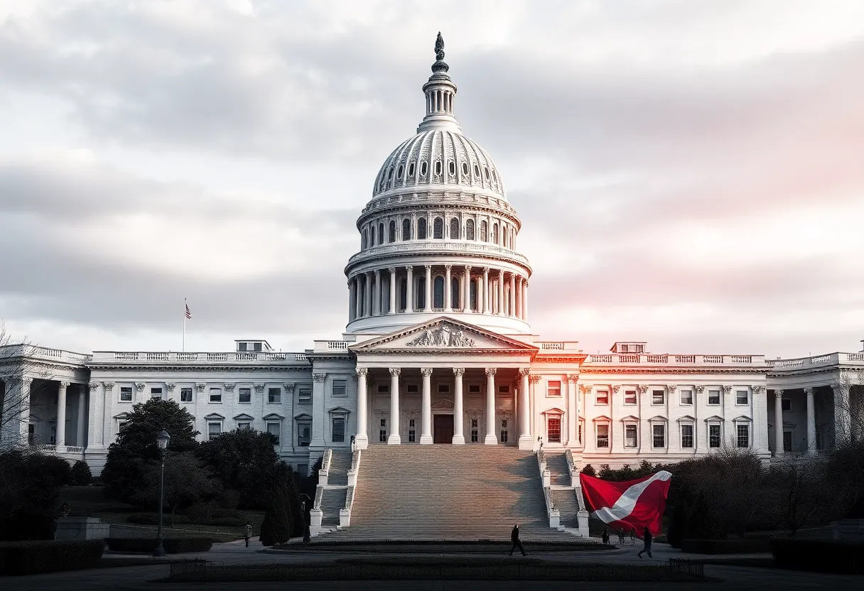 Capitol Hill with automotive elements related to emissions regulations