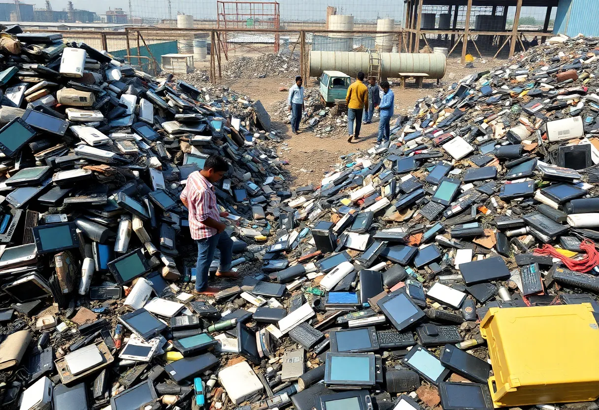 Informal workers handling e-waste in India