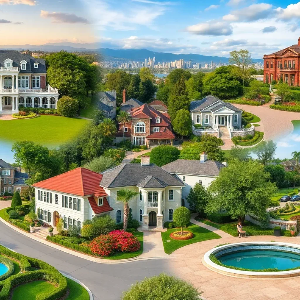 A collage of luxury homes and vibrant neighborhoods in the U.S.
