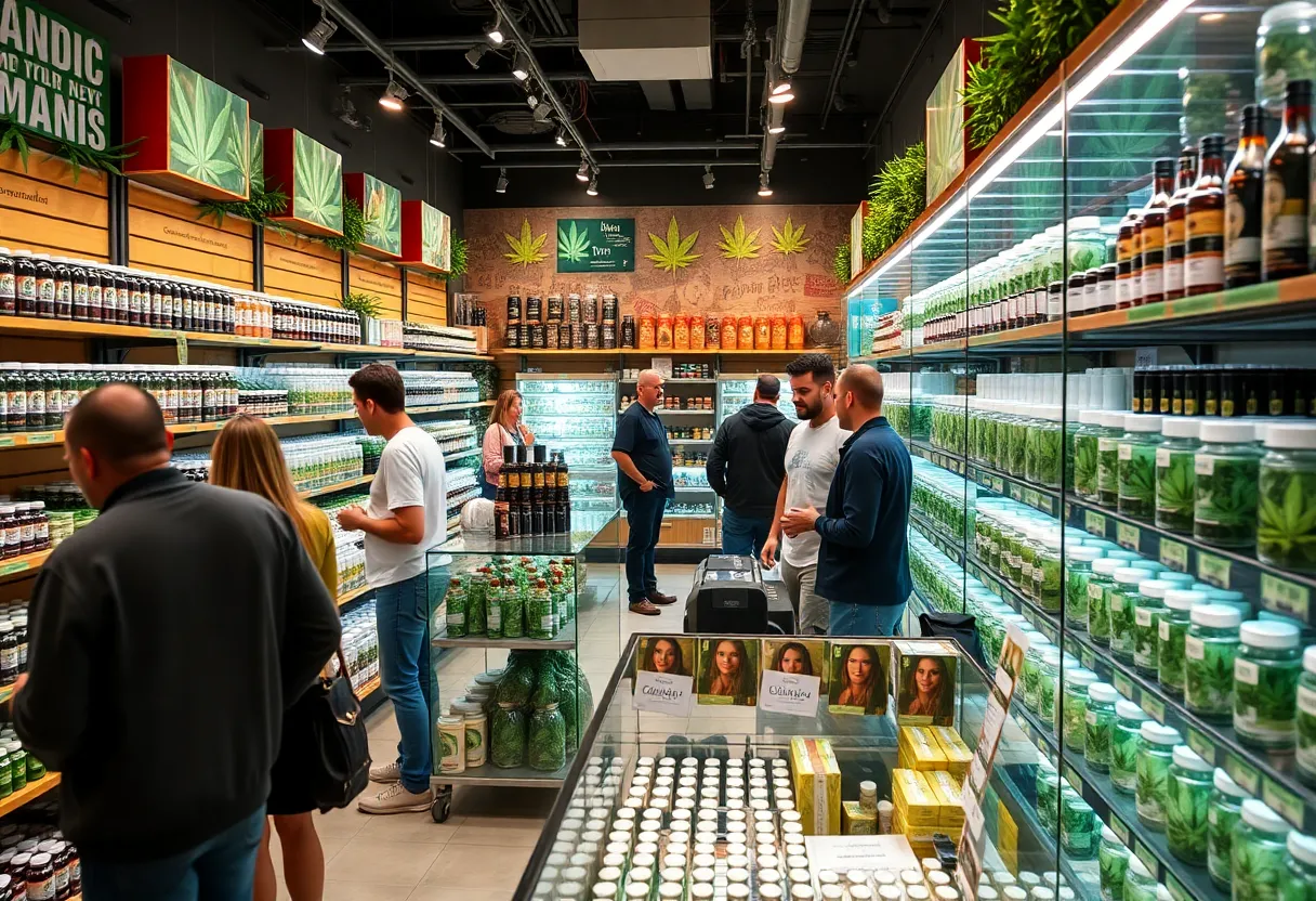 Vibrant cannabis dispensary atmosphere in Southern California