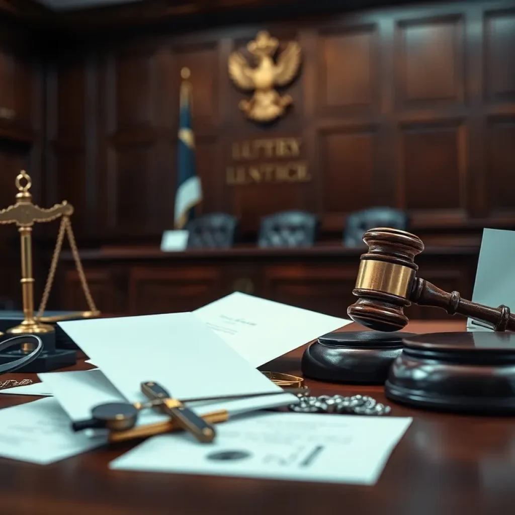 Courtroom scene symbolizing justice in identity theft case