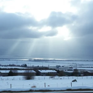 Scenic view of varying weather conditions in Kern County.