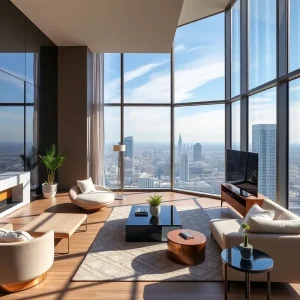 Interior of a luxury condo with skyline views
