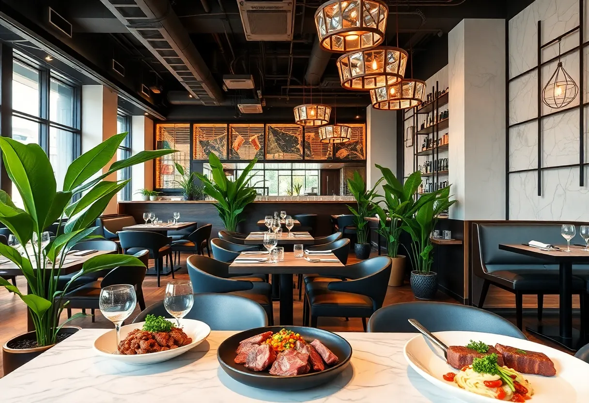 Interior of Matu Kai restaurant showcasing wagyu dishes