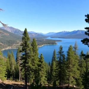 Scenic view of the Tahoe Basin emphasizing wildfire prevention efforts