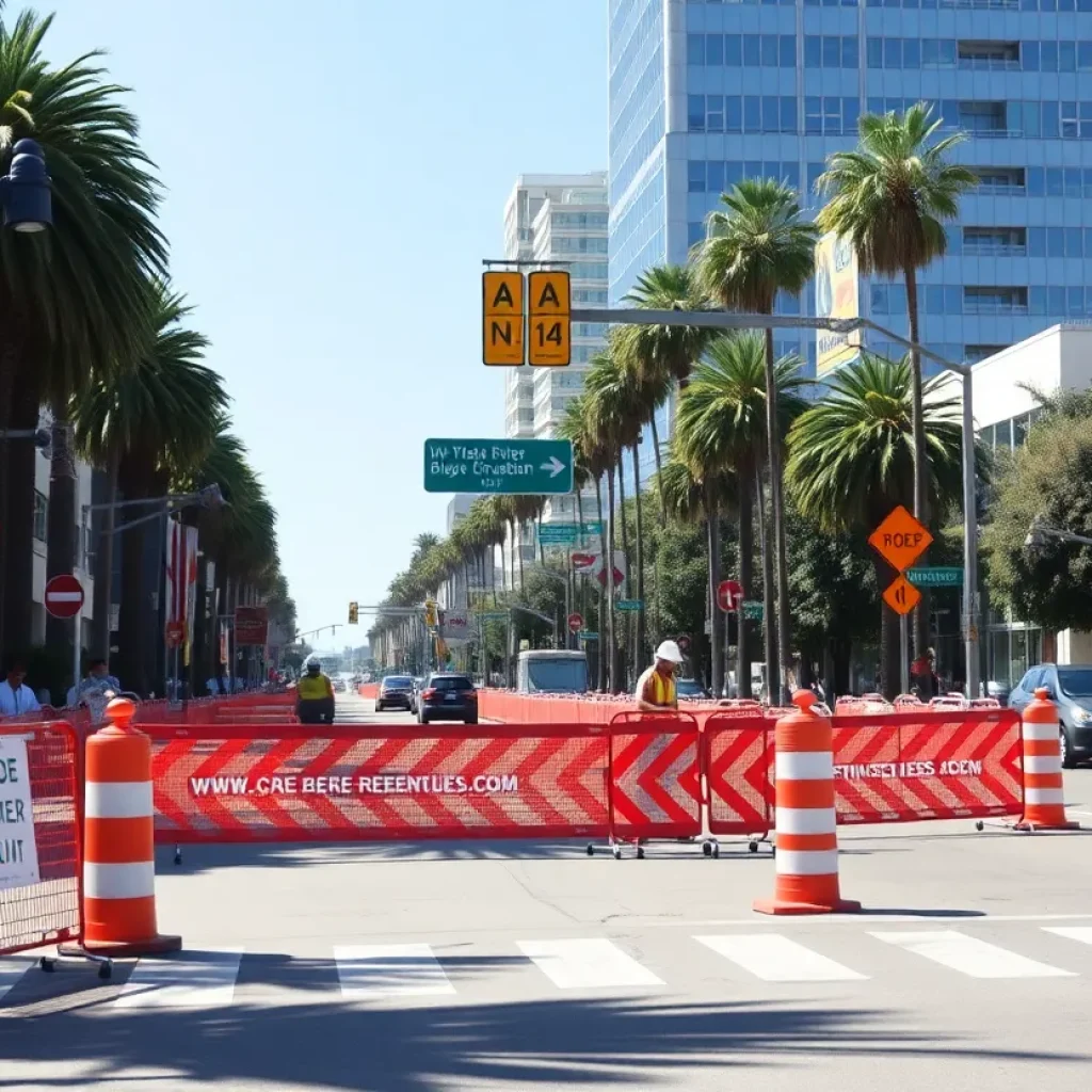 Construction work on Wilshire Boulevard in Beverly Hills