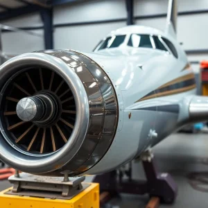 Workshop filled with aircraft parts and maintenance tools