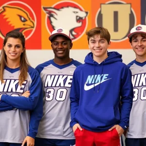 High school athletes wearing Nike sports gear representing Beverly Hills Unified School District.