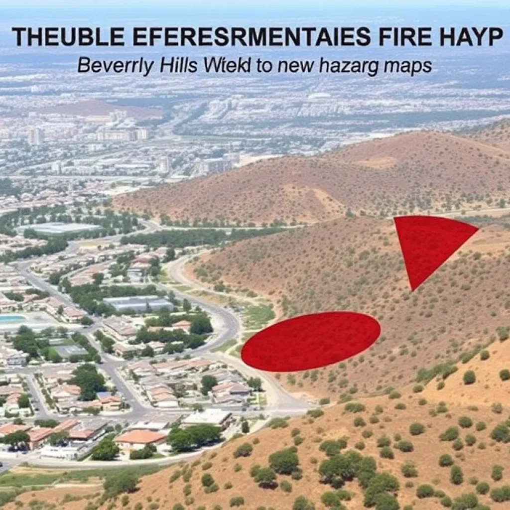 Map indicating fire hazard zones in Beverly Hills.