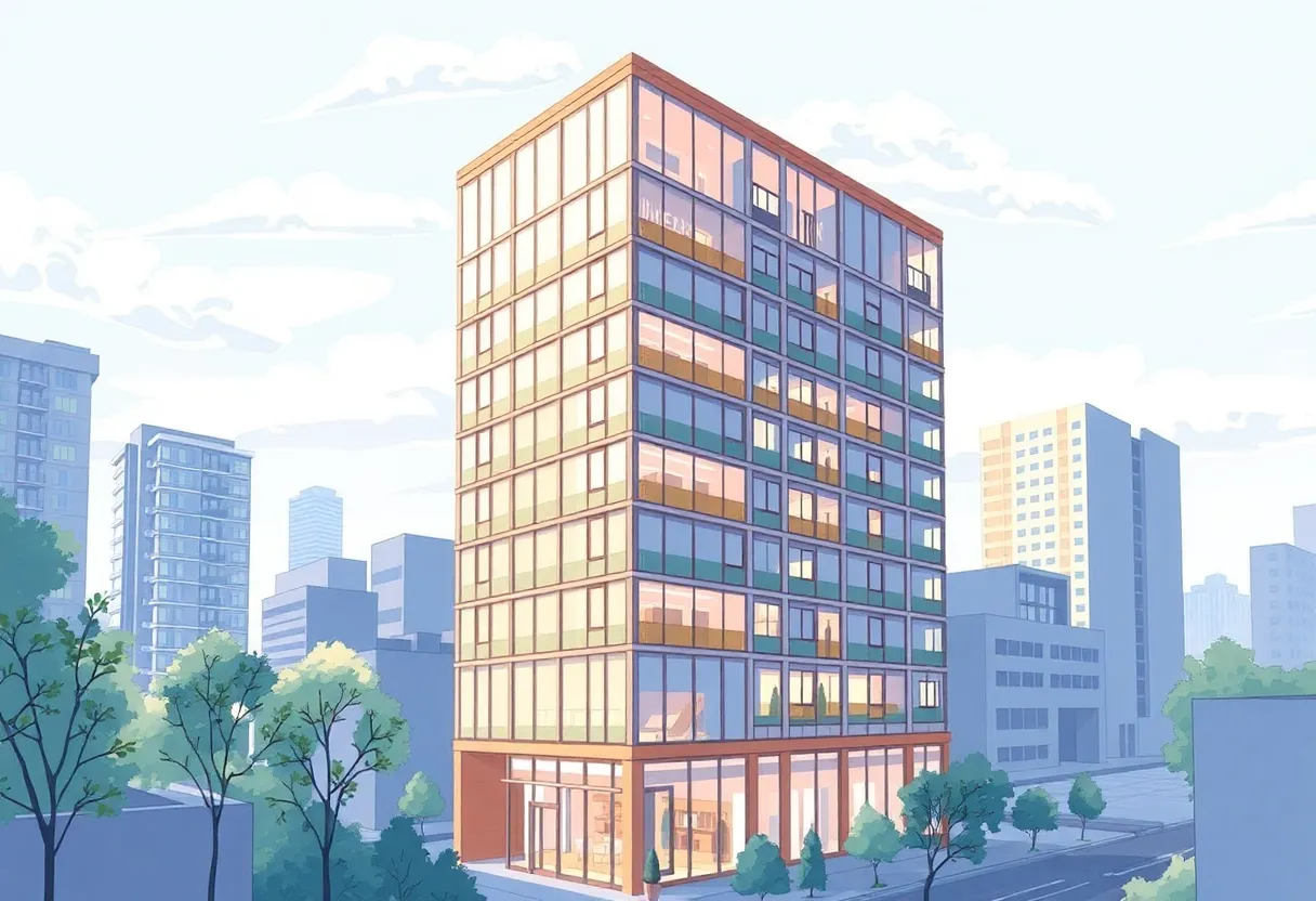 Conceptual image of a high-rise residential building in Beverly Hills.