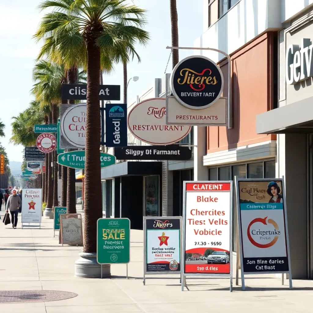 Portable signage in Beverly Hills commercial zone