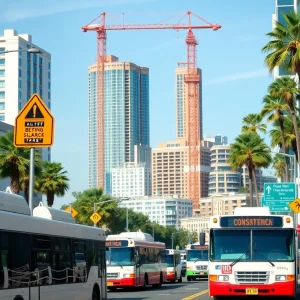 Construction scene in Beverly Hills for subway project