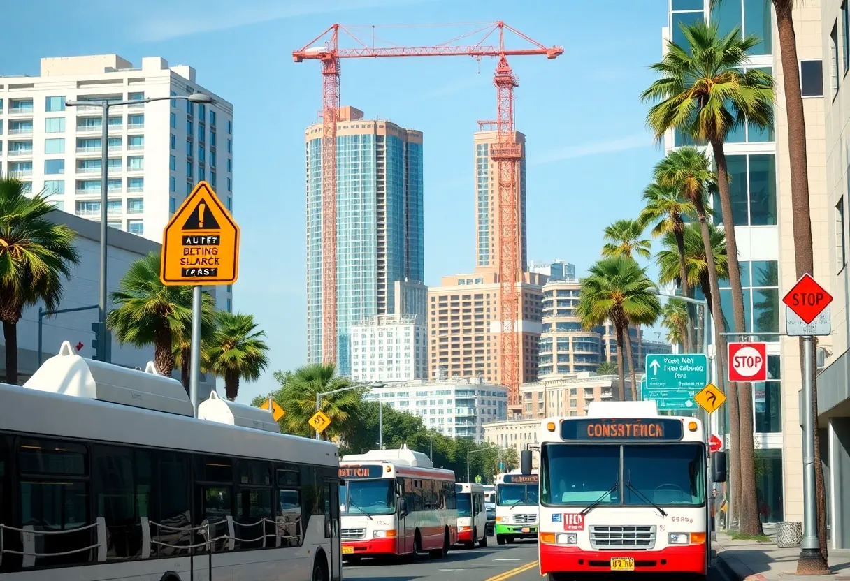Construction scene in Beverly Hills for subway project
