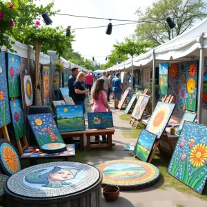 Mosaic art display at Beverly Hills Art Show