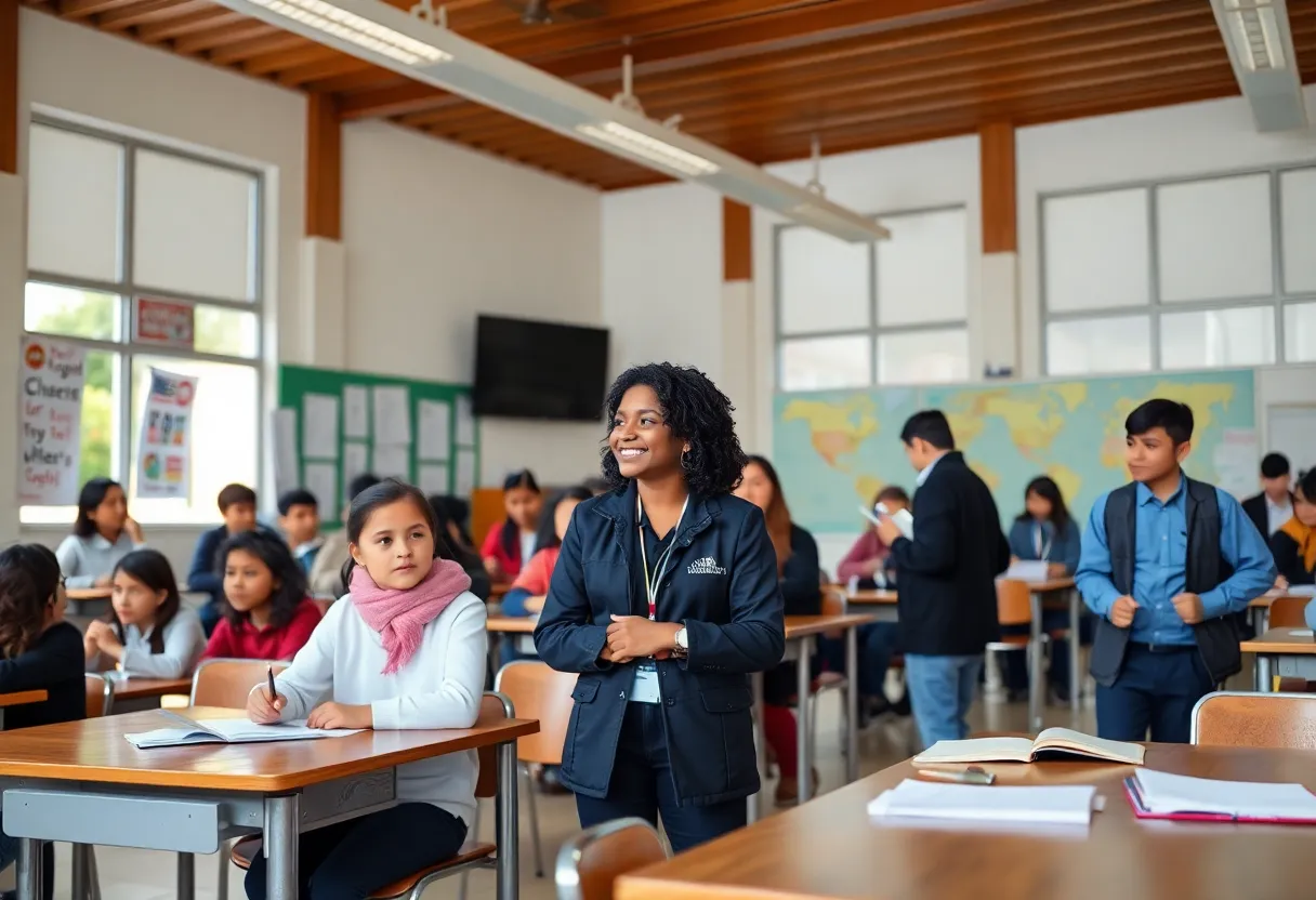 Students at Beverly Hills High School engaging in discussion