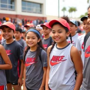 Student-athletes from Beverly Hills wearing Nike athletic gear at a sporting event