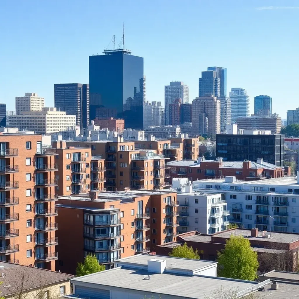 A vibrant city housing development representing California's affordable housing initiatives.