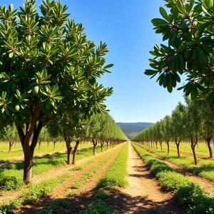Healthy avocado trees in a California farm