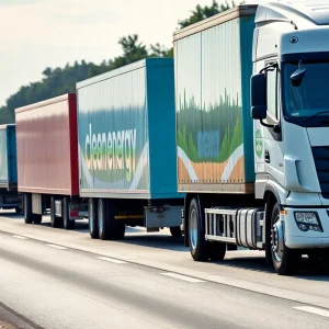 Trucks on a highway representing clean emission standards