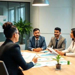 Business professionals discussing climate disclosure laws