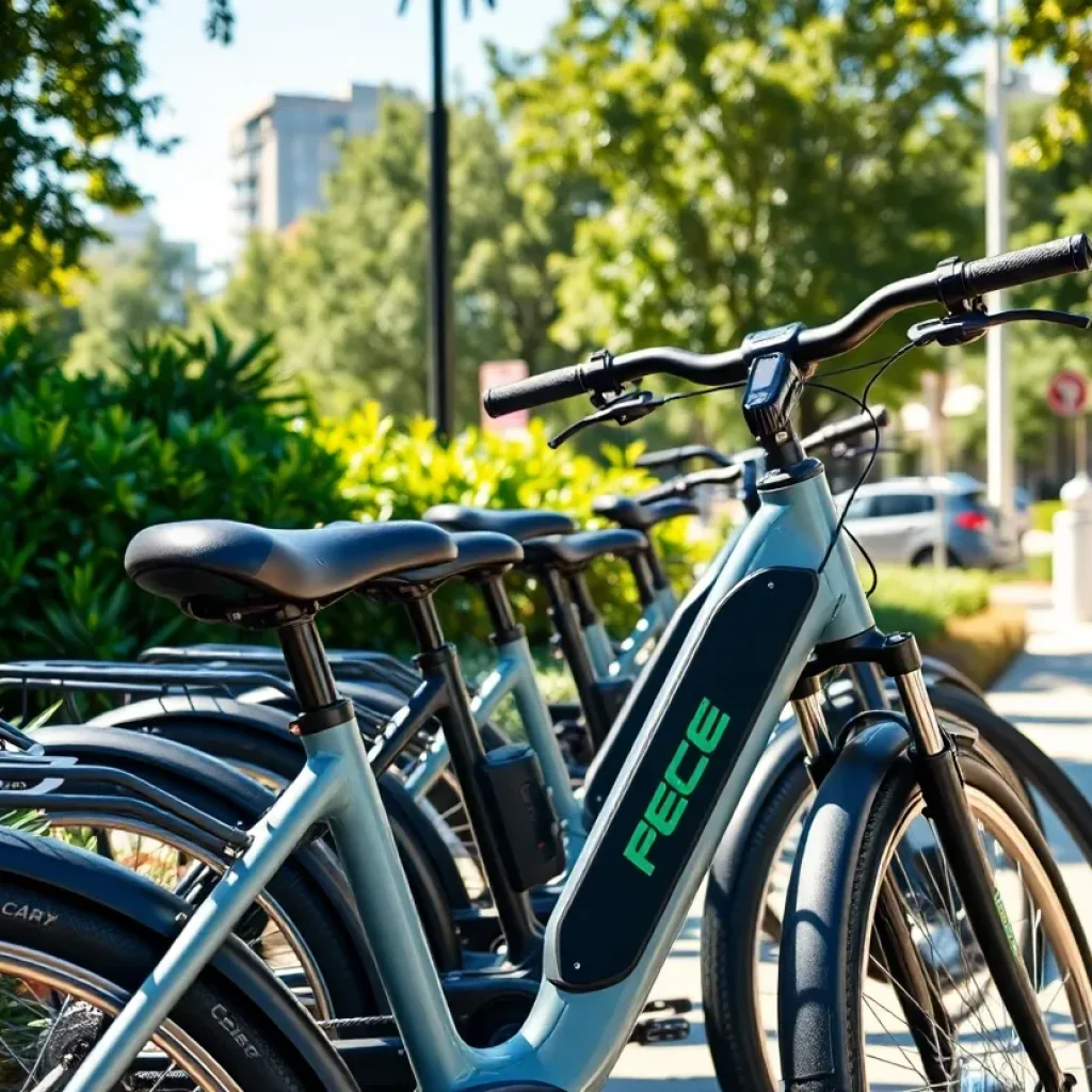 Scenic view of electric bicycles representing the California E-bike Initiative.