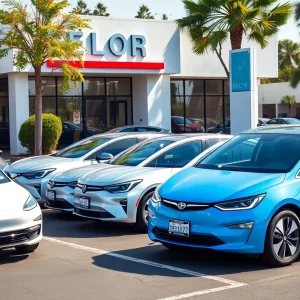 Electric vehicles in a California dealership