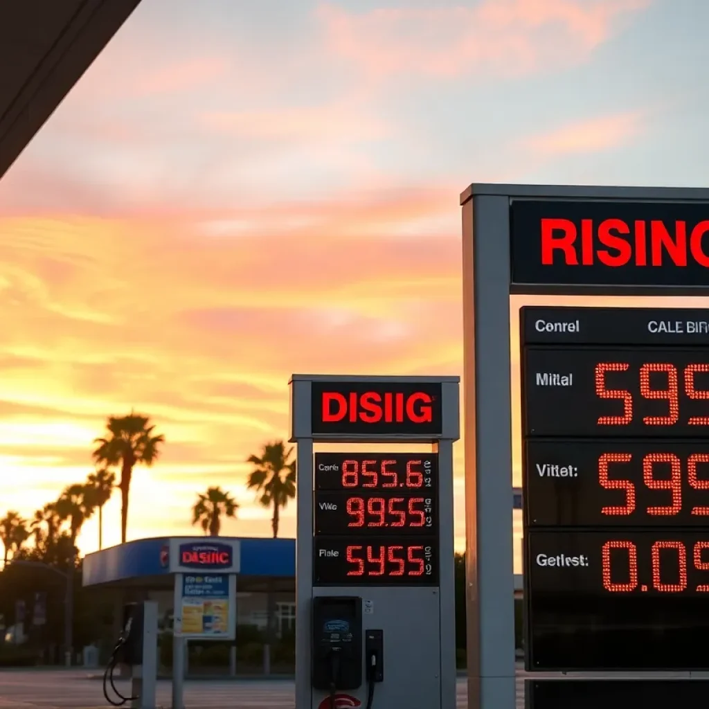 Gas station in California showing high prices