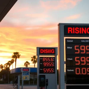 Gas station in California showing high prices