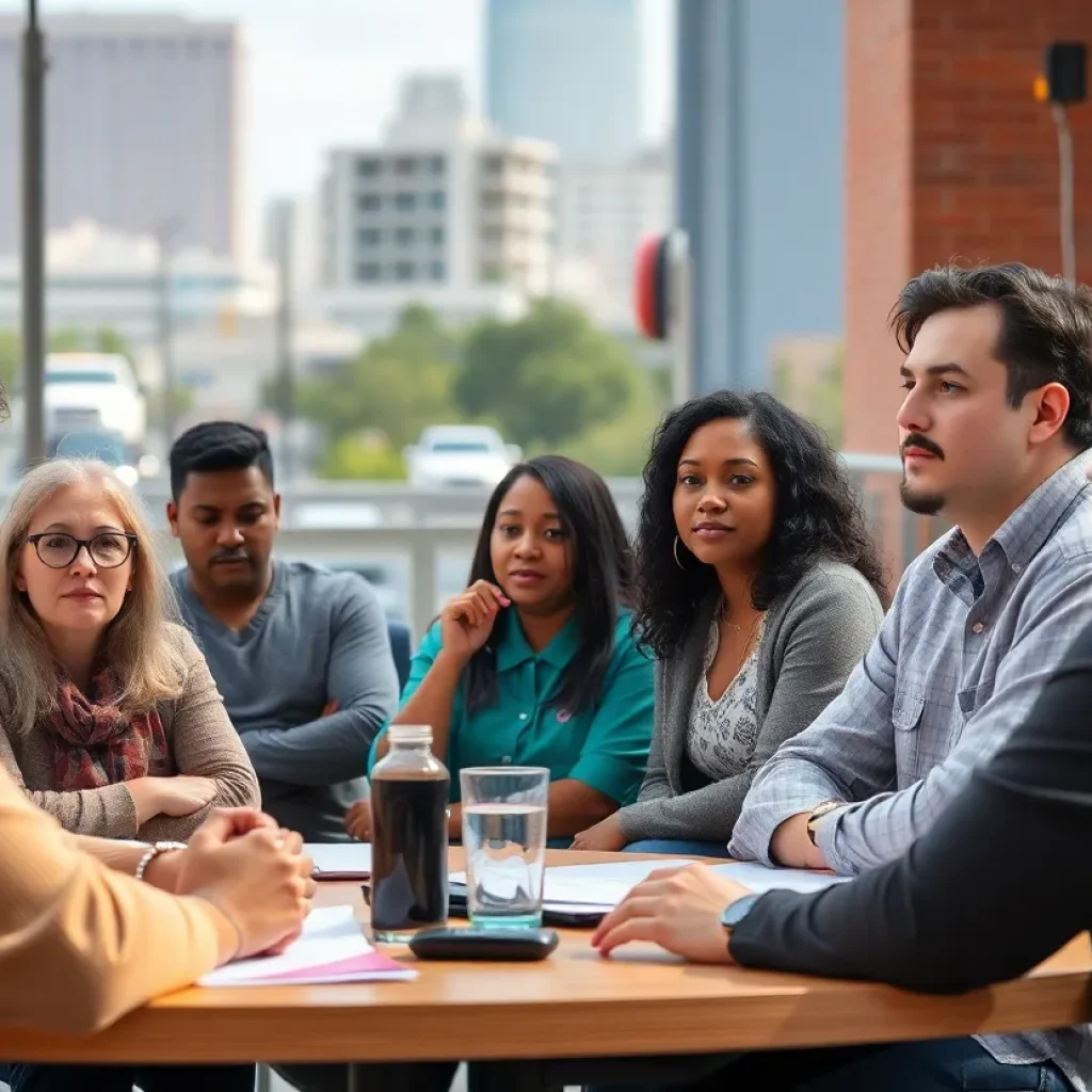 Community meeting discussing California's homelessness initiatives