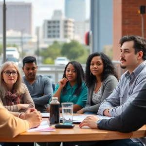 Community meeting discussing California's homelessness initiatives